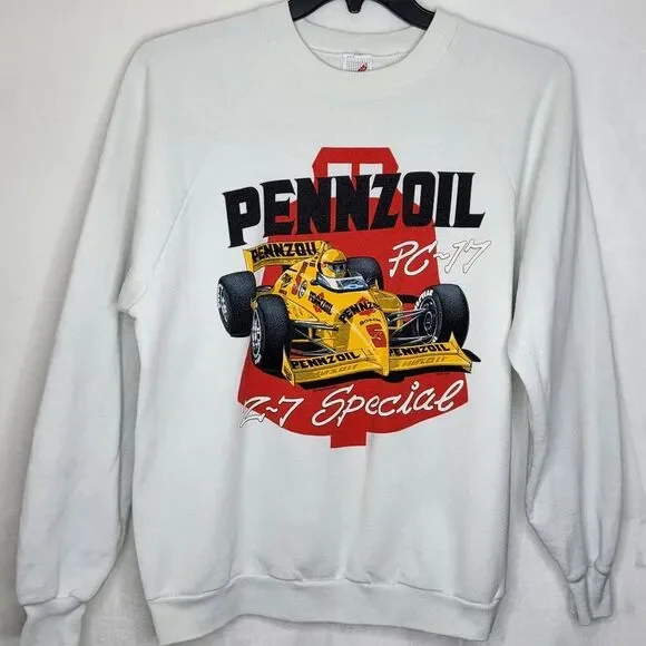 Vintage 80s Pennzoil Motorsport Rick Mears Racing Sweatshirt Size XL - Picture 1 of 15
